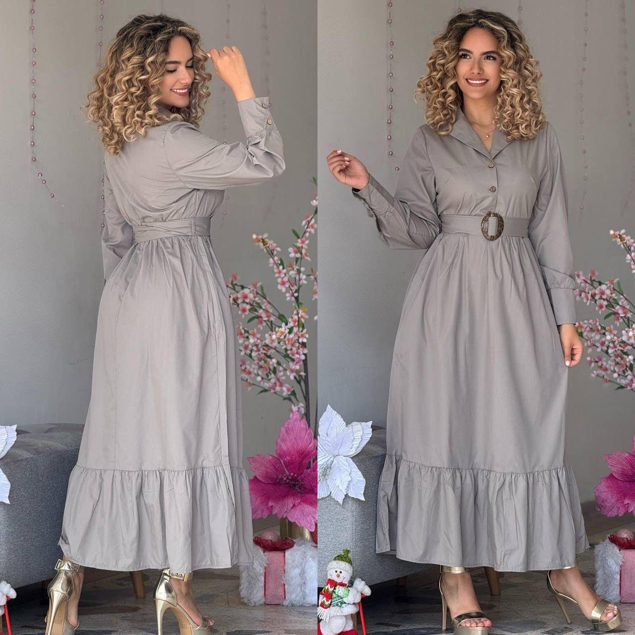 Vestido Manga Larga con Cinturón